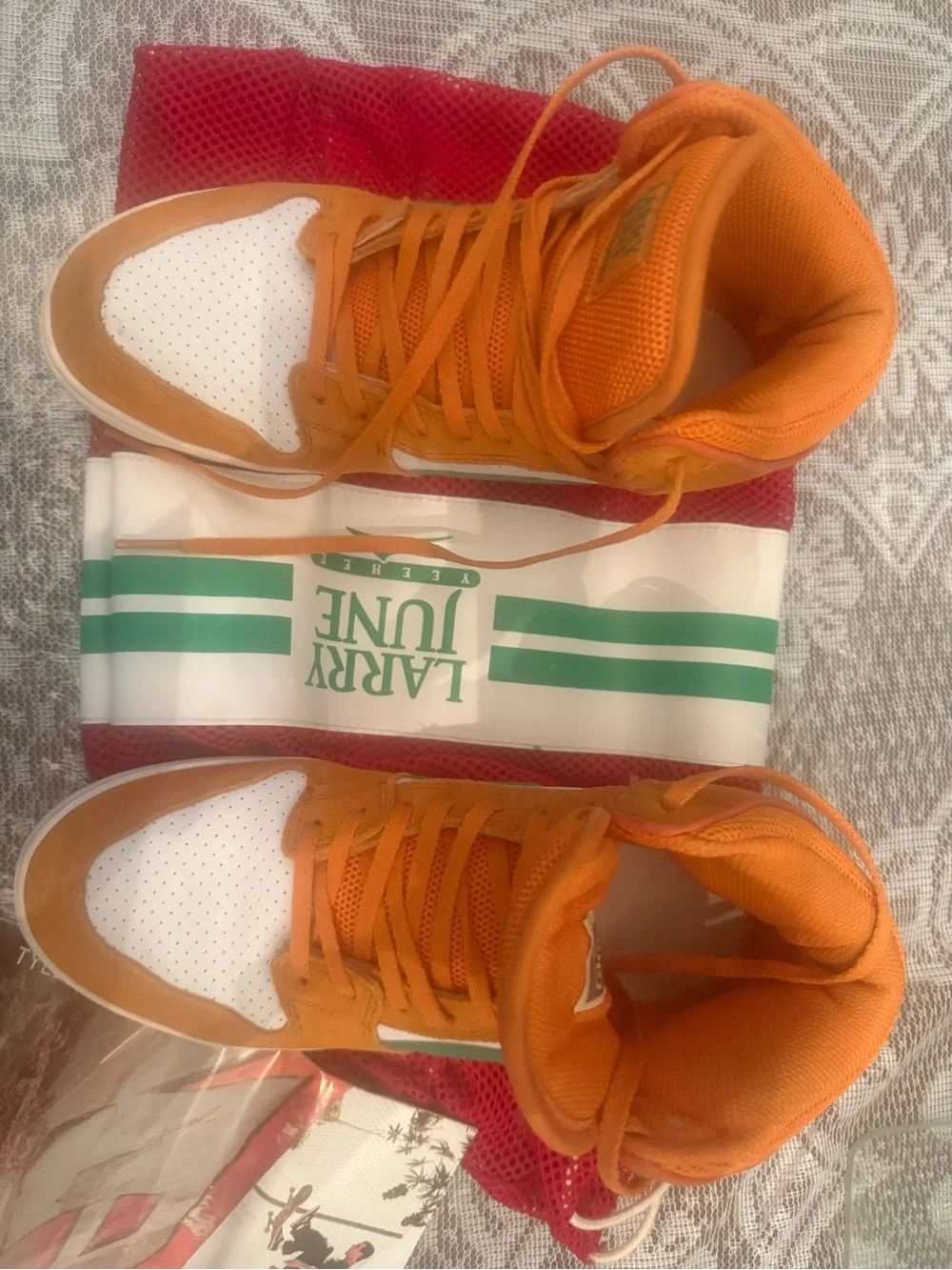 Nike Larry June Orange and White High-Top Sneakers